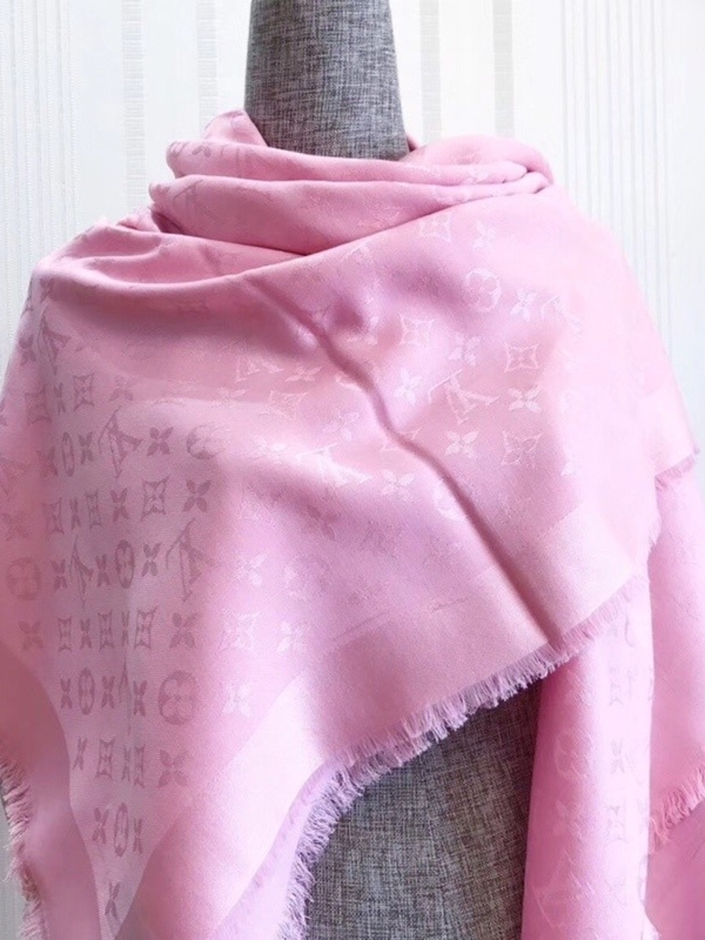 Luxury Pink Monogram Shawl Scarf - Designer Style